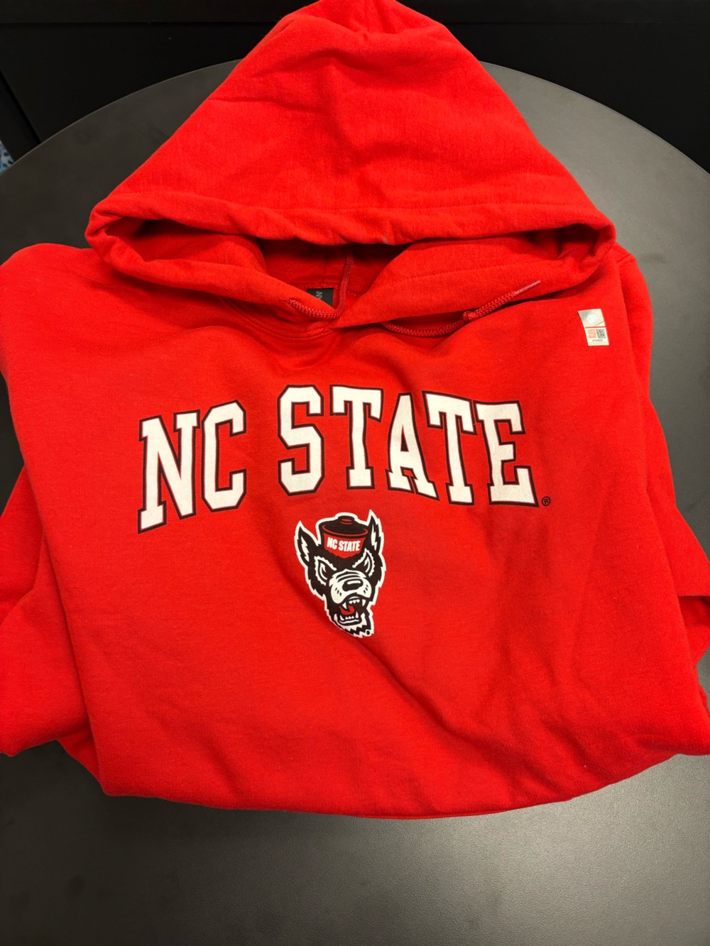 Gildan Red NC STATE Hoodie with Wolfpack Patch